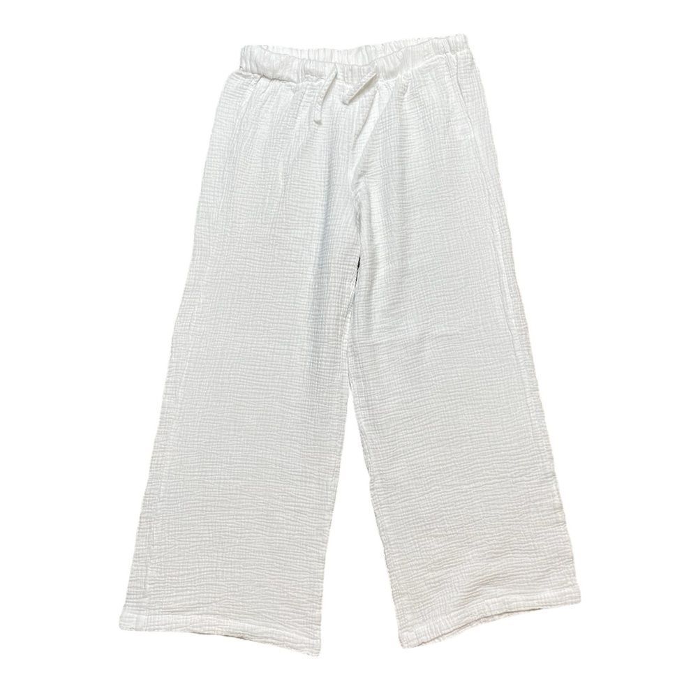 JOIE Cotton Textured Wide Leg Pants White Size Large